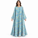 Women’s Aqua Blue Floral Paisley Maxi Kaftan Dress D-27