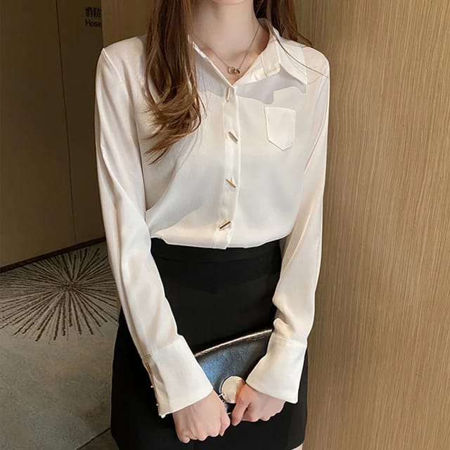 Blusas New Women's Shirt Classic Chiffon Blouse Female Plus Size Loose Long Sleeve Shirts S X4870590