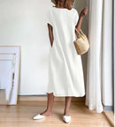 Women Short Sleeve Casual Midi Dress  B214030 - TUZZUT Qatar Online Shopping