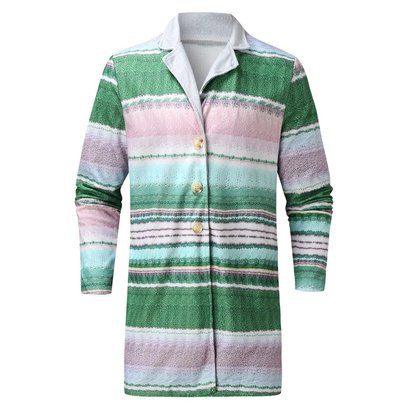 Men's Medium Long Cardigan Hoodie Print Windbreaker Long Sleeve Coat L S4271231 - Tuzzut.com Qatar Online Shopping