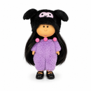 24cm Kids Cute Purple Fluffy Outfit Doll with Black Animal Hat – 3 Years+