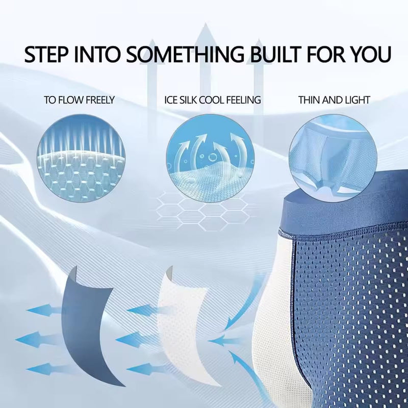 4pcs/lot Men's Boxer Briefs Ice Silk Mesh Boxershorts 115900 - TUZZUT Qatar Online Shopping