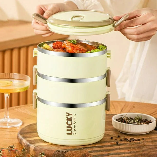 LUCKY Stainless Steel Insulated Lunch Box with Cover LB1000 - TUZZUT Qatar Online Shopping