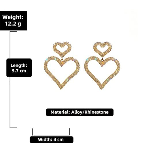 Rhinestone Heart Dangle Earrings S4795560 - TUZZUT Qatar Online Shopping