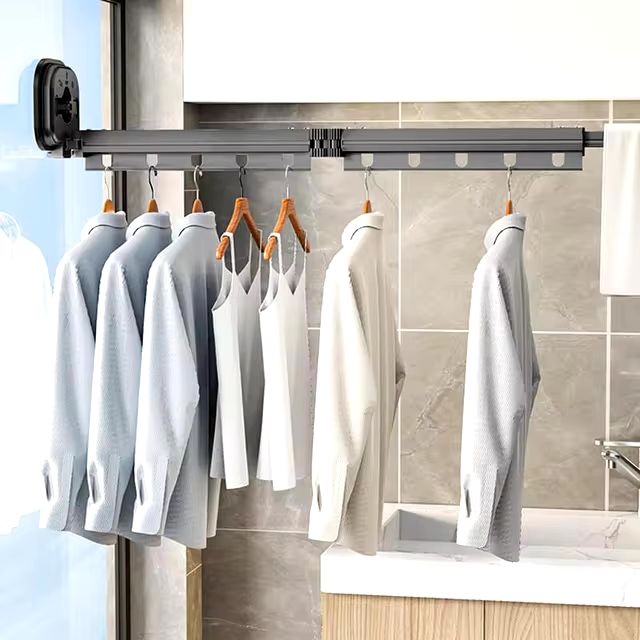 Adsorption Wall Mounted Folding Clothes Drying Rack 400-000-1373