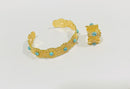 Gold Color Elegant Cuff Bangles for Women 21k Gold Plated Zirconia Wide Bracelets X3571664 - TUZZUT Qatar Online Shopping