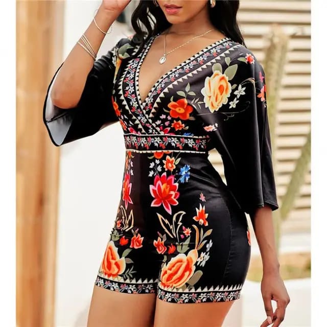 Backless Lace Floral V-neck Women Bodycon Jumpsuit One Piece Jumpsuits Sexy Rompers For Women S4590667 - Tuzzut.com Qatar Online Shopping