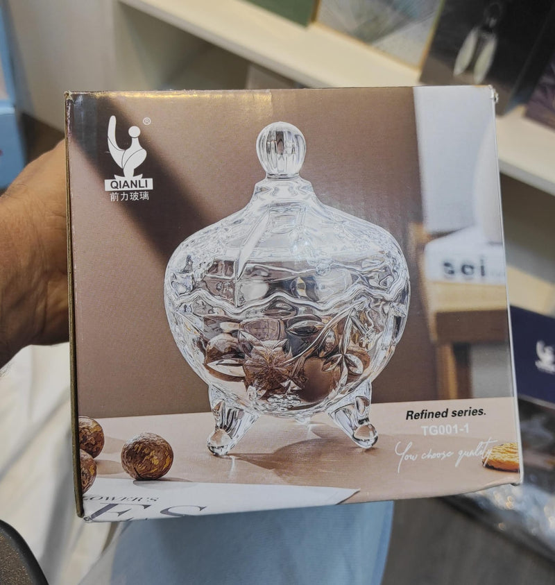 Crystal Cut Candy Bowl with Lid TG001-1