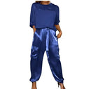 Women's Long Pants Sets Half Sleeve Top Pants Suit Casual Sportswear Summer Pants Set with Pocket   B267846 - TUZZUT Qatar Online Shopping