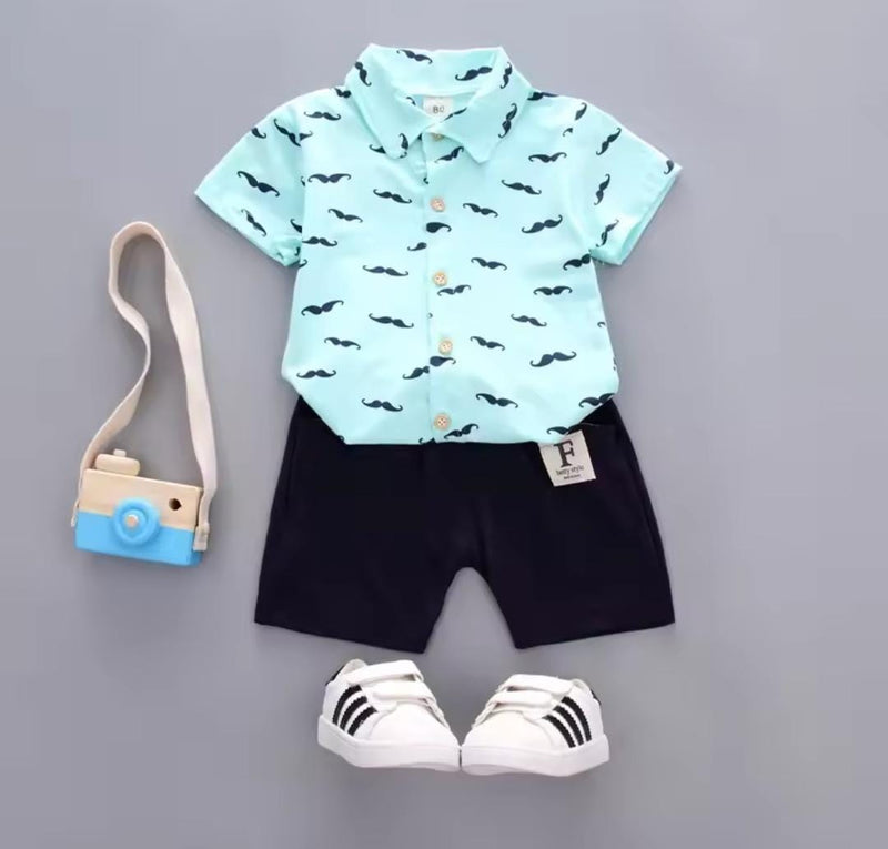Children's Printed Short-Sleeved Printed Shirt + Shorts Suit   549598 - TUZZUT Qatar Online Shopping