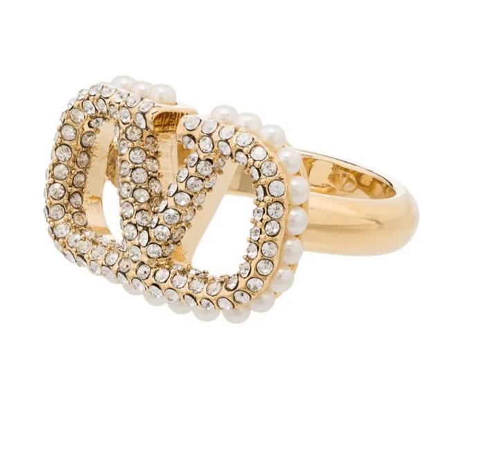 Embellished VLogo Signature Ring - Tuzzut.com Qatar Online Shopping