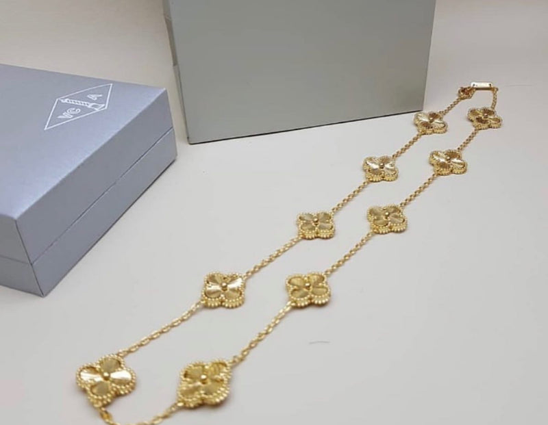 Long Chain Necklace Four Leaf Flower Style Necklaces For Women Fashion Neck Jewelry -X6017571 - TUZZUT Qatar Online Shopping