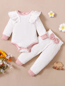 Baby Girl Fashionable Ringer Bodysuit & Paperbag Waist Bow Detail Pants Set 1146539 - TUZZUT Qatar Online Shopping
