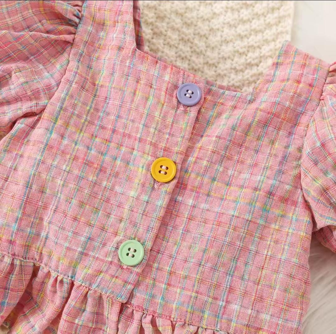 Baby Girl Color Plaid Bubble Sleeve Top And Shorts Set 1650654 Baby Girl Color Plaid Bubble Sleeve Top And Shorts Set 1650654