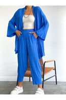 Women's Solid Color Cotton Linen Fabric Loose Casual Set   B85908 - TUZZUT Qatar Online Shopping