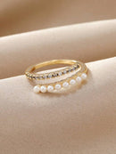 Faux Pearl & Rhinestone Decor Wrap Ring S4598920 - Tuzzut.com Qatar Online Shopping