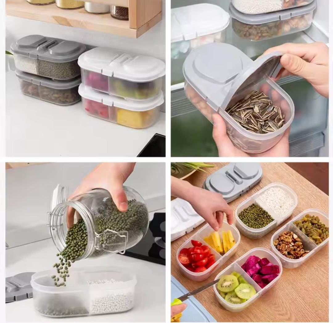Double Compartment Food Storage Jar with Lid Multifunctional Container 1506532 Double Compartment Food Storage Jar with Lid Multifunctional Container 1506532