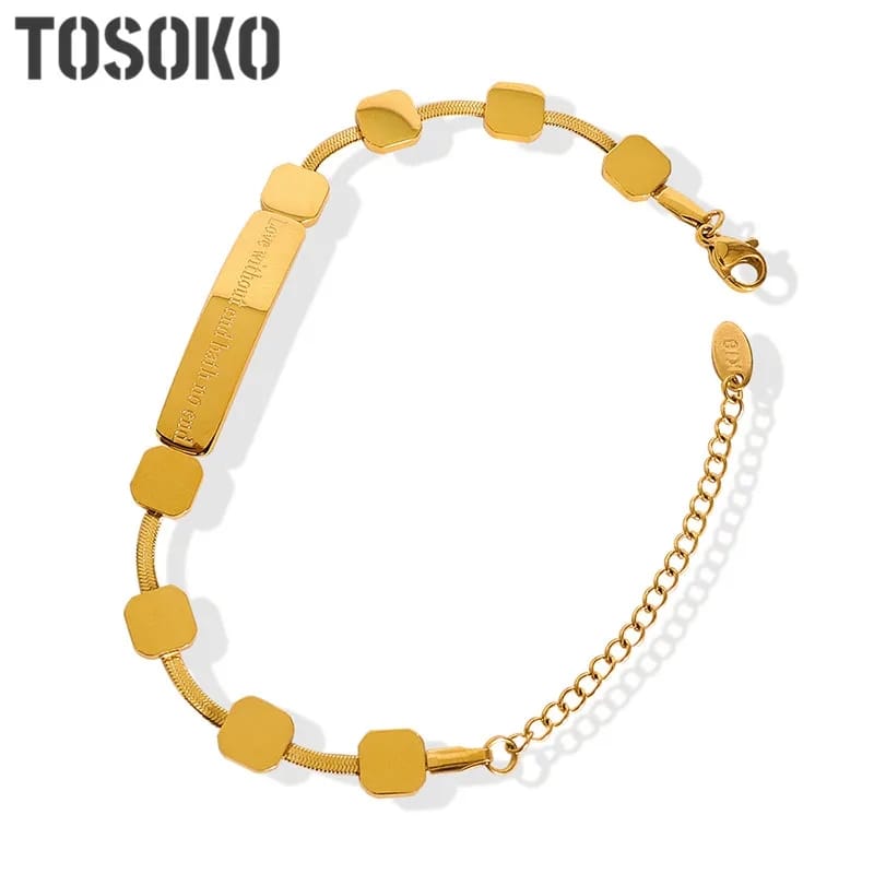 Stainless Steel Jewelry Geometric Stitching Lettering Bracelet Model-27 - Tuzzut.com Qatar Online Shopping