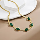 Green Crystal Necklace Bracelet Jewelry Set DN2072 - TUZZUT Qatar Online Shopping