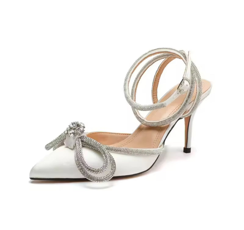 Silver Heels For Women Luxury Pointed Toe Wedding Shoes S4467951 - TUZZUT Qatar Online Shopping