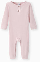 Newborn Baby Button Romper Solid Color Knit Ribbed Jumpsuit   S5119326 - TUZZUT Qatar Online Shopping