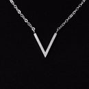 Necklace Initial V Pendant Necklace Women Letter Jewelry Stainless Steel S 3717257 - Tuzzut.com Qatar Online Shopping