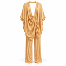 Women’s Golden Beige Draped Tunic & Trouser Set 18652  - 2XL