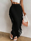 Women's Color Side Patchwork Maxi Pencil Skirt   S4001604 - TUZZUT Qatar Online Shopping