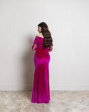 Evening Dress Long Sleeves Velvet Feather Mermaid Women's Prom Dresses S5087140 - TUZZUT Qatar Online Shopping