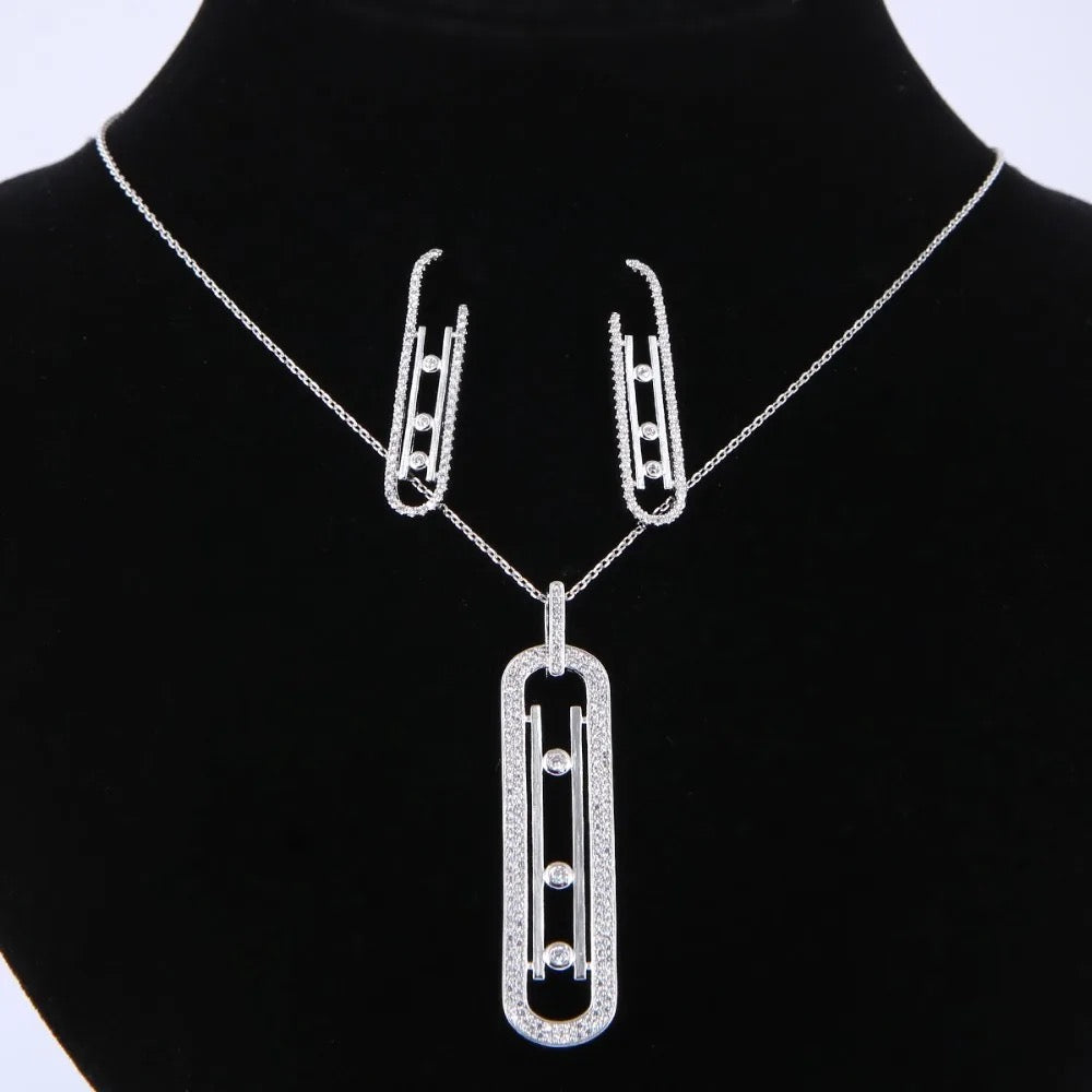 Luxury Geometry Link Stackable Pendant Necklace Earring ring set S4982933 Luxury Geometry Link Stackable Pendant Necklace Earring ring set S4982933