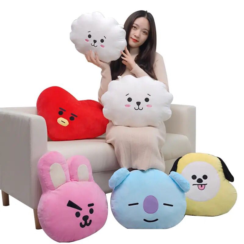 Kawaii Cartoon Face Plush Pillow Kpop Bangtan Boys Soft Stuffed Doll Kaya Rj Cooky Mang Cushion Girls Room Decor Toys S2236161 - Tuzzut.com Qatar Online Shopping