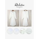 Women's V Neck Midi Dress Casual Ruffled Long Sleeve Back Keyhole High Waist A-line Dresses    B79054 - TUZZUT Qatar Online Shopping