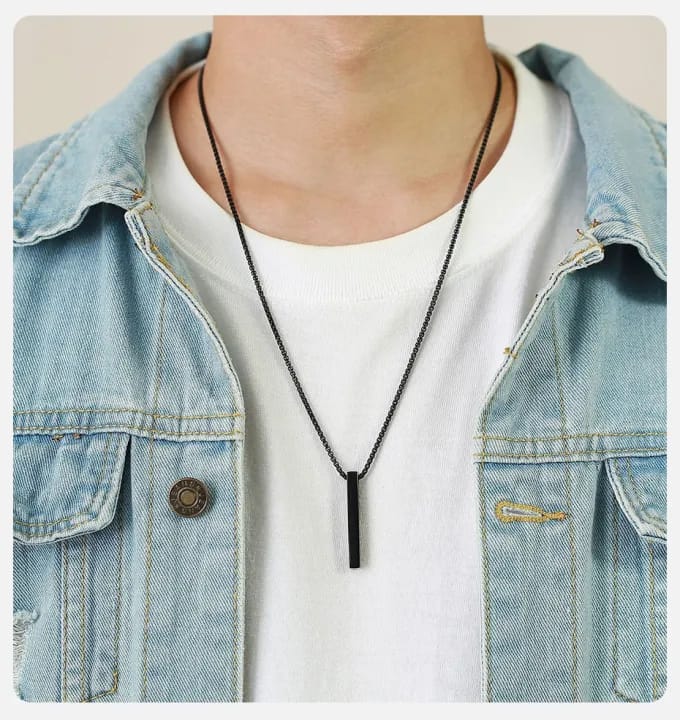 Rectangle Bar Pendant Necklace Chain for Men R55 Rectangle Bar Pendant Necklace Chain for Men R55