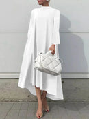 Casual Long Sleeves High-Low Solid Color Maxi Dresses 110617 - TUZZUT Qatar Online Shopping