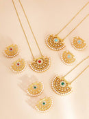 Fashion Gold Colour Necklace And Earrings Pearl Rhinestones X4217532 - TUZZUT Qatar Online Shopping