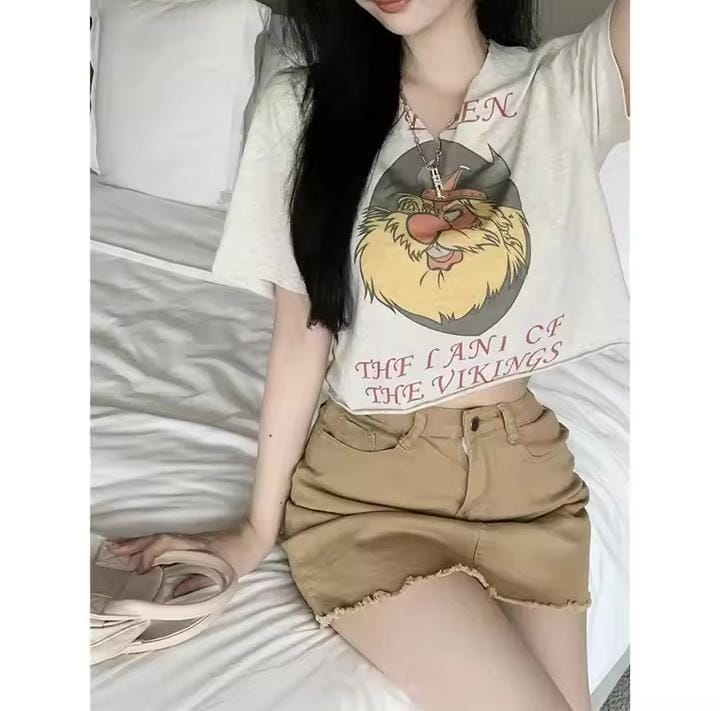 Women's Vintage V-Neck Short Sleeve T-Shirt 408642 Women's Vintage V-Neck Short Sleeve T-Shirt 408642