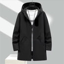 Men's Long Hooded Cargo Jacket Windbreak Coat Black S3363890 L - TUZZUT Qatar Online Shopping