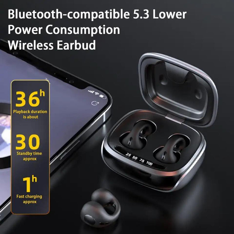 Handsfree Wireless Earbud Long Standby Time Ear-clip Earphone Bone Conduction Game Playing S4821831 - Tuzzut.com Qatar Online Shopping