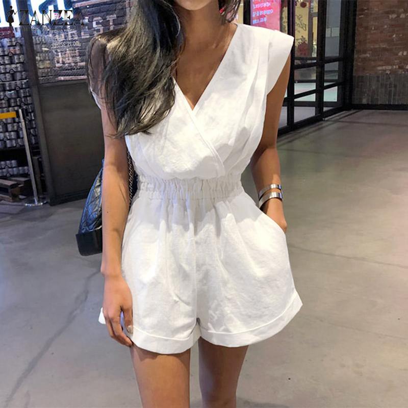 Women's Summer Jumpsuits Sleeveless ZANZEA Stylish Overalls V Neck Backless Rompers Female Lace Up Casual Pants Oversized S4101455 Women's Summer Jumpsuits Sleeveless ZANZEA Stylish Overalls V Neck Backless Rompers Female Lace Up Casual Pants Oversized S4101455