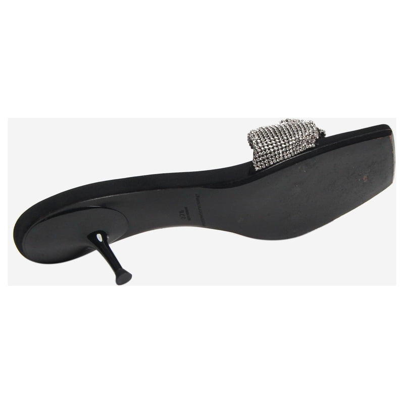 Black Crystal-embellished Kitten Heel Sandals YD718 - TUZZUT Qatar Online Shopping