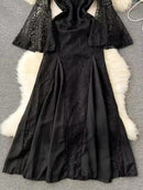 Women's Lace Embroidered Sleeves Dress   B66489 - TUZZUT Qatar Online Shopping