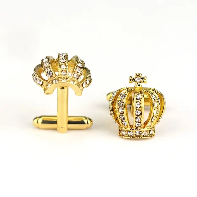 Gold-Plated Crown Cufflinks - 1 Pair