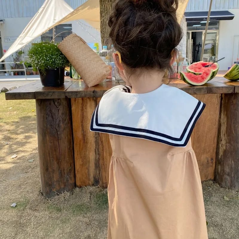 New Korean Fashion Summer Dress Girls Solid Color Loose Casual Cute Kawaii Sweet Contrasting Colors Sleeveless Chic Robes S3891179