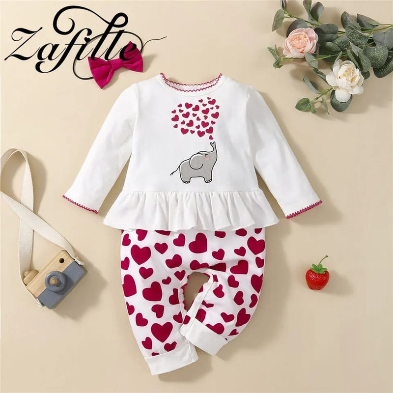 Sweet Newborns Baby Girls Overalls Heart Elephant Printed Clothes For Kids Girls Clothing Cute Jumpsuit Infant Rompers 9-12 Months 19982334 - Tuzzut.com Qatar Online Shopping