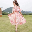 Girls Stylish Floral Chiffon Princess Dress   526724 - TUZZUT Qatar Online Shopping