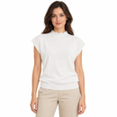 Women’s White Mock-Neck Cap-Sleeve Knit Top