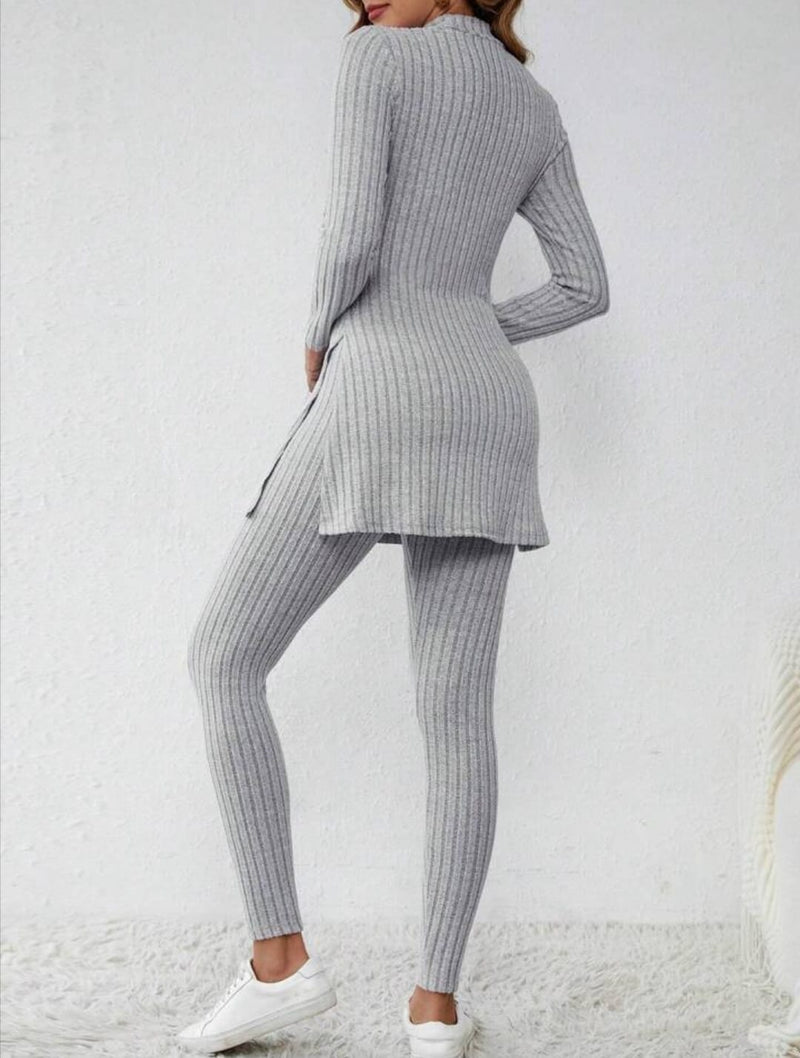 Zanzea Ribbed Knit Lounge Set S4241869 - TUZZUT Qatar Online Shopping