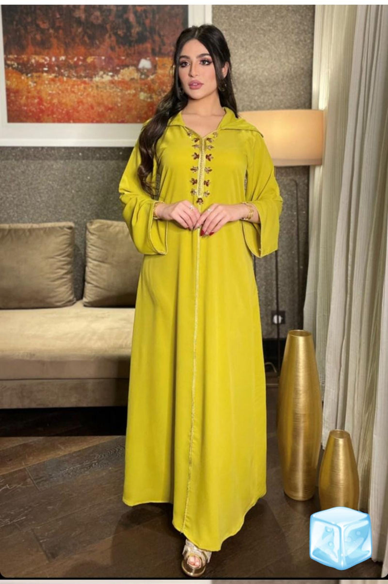 Muslim Arabic Dubai Hooded Jalabiya Moroccan Kaftan Ramadan Eid Mubarak Satin Abaya Dress For Women S4441915