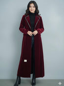 Women Velvet Long Windbreaker Coat   175728 - TUZZUT Qatar Online Shopping