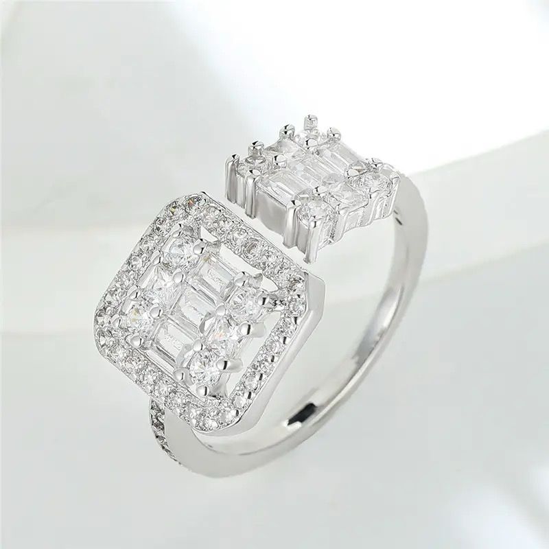 Female Small Square Adjustable Ring Classic Silver S4639721 - Tuzzut.com Qatar Online Shopping